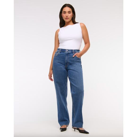 Abercrombie & Fitch The 90's Straight Ultra High Rise Jean 28 / 6 R  Denim Blue - Picture 1 of 9
